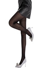 Collant Voile Opaque Noir Effet Petit Carreaux Fantaisie SEXY BAS NEUF