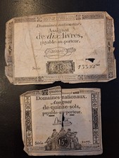 #47/ Lot Assignat Dix Livres Et Cinq Sols