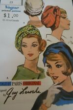 5336 PATRON VINTAGE VOGUE ANNEE 1960 GUY LAROCHE CHAPEAU TOQUE NOUEE 58CM