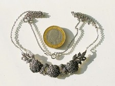 BEAU COLLIER ANCIEN 1920/30 avec ELEMENT FLORAL en ARGENT & MARCASSITE / Lg 50cm