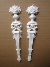 1 PAIRE DE ORNÉ COLONNES DÉCORATIVE MEUBLE MOULURES RÉSINE BLANCHE