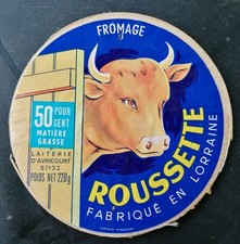 T1-  Etiquette de fromage Camembert ROUSSETTE Laiterie D' Avricourt Moselle 
