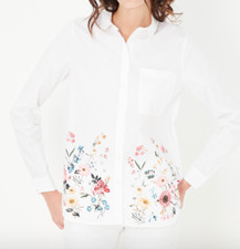 Chemise Springfield 100%Coton Blanc Fleuri T.S NEUVE+ETIQUETTE