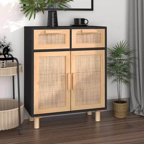 Buffet noir 60x30x75 bois - buffet,