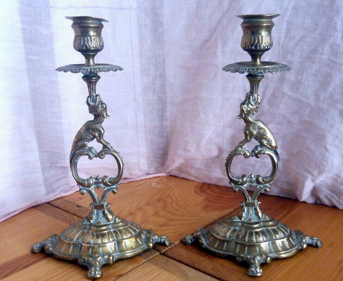 Bougeoirs anciens bronze - bougeoirs,