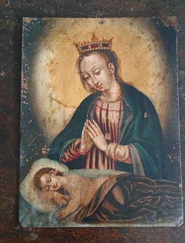 Peinture ancienne sur - cuivre,