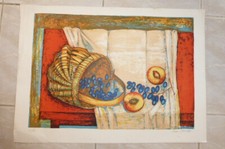 Lithographie de Pierre HENRY. Nature morte aux prunes. IX/ XX