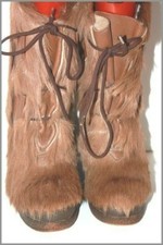 Mi Bottes Talons  Neige Vintage Poils Marron clair  Fourrées Laine T 38 BE