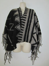 Poncho en laine noir et marron T Unique