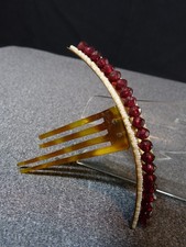 Peigne tiare diadème ancien laiton gout écaille perle fantaisie