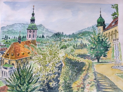 Aquarelle baden signée - aquarelle,