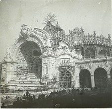 PARIS Travaux Château d'Eau Exposition universelle 22.4 1900 PHOTO Stereo Verre