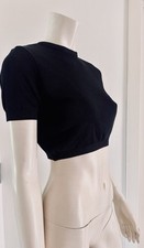 T-shirt crop top DOLCE & GABBANA noir tricot crochet été D&G taille IT 46 L 🦨