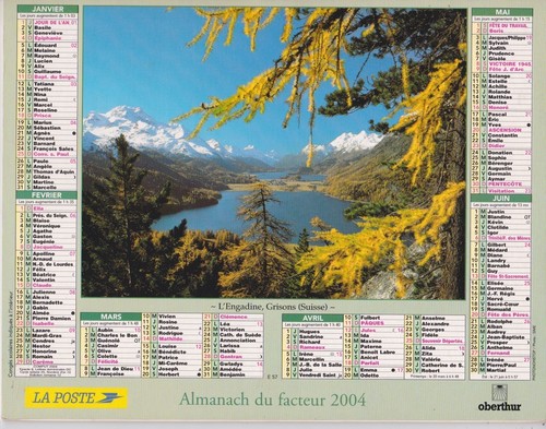 Calendrier almanach des postes - calendrier,