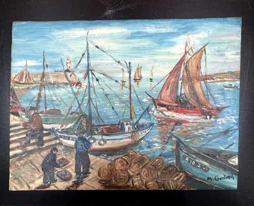 Ancienne marine huile sur - ancienne, marine,