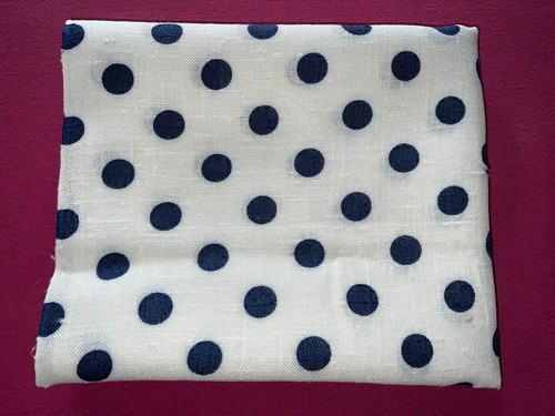 Tissu vintage lin pois bleu - lin,