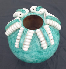 Vase boule céramique émaillée turquoise Manufacture Sainte-Radegonde 1923-26