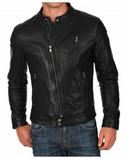 Veste en cuir pour homme moto