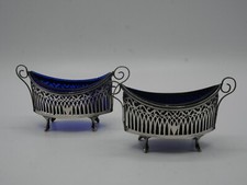 PAIRE DE SALERONS QUADRIPODE EN ARGENT MASSIF POINCON 1 ER COQ PARIS 1798