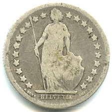 Suisse 1/2 franc argent 1877 B