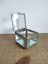 Boite à Bijoux en Verre Biseauté Et Laiton Ciselé - Vintage 