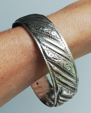 Ancien Bracelet En Argent Massif Silver 925 Jonc créateur art Berbère 
