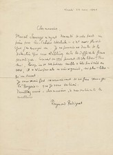 Raymond RADIGUET - Lettre