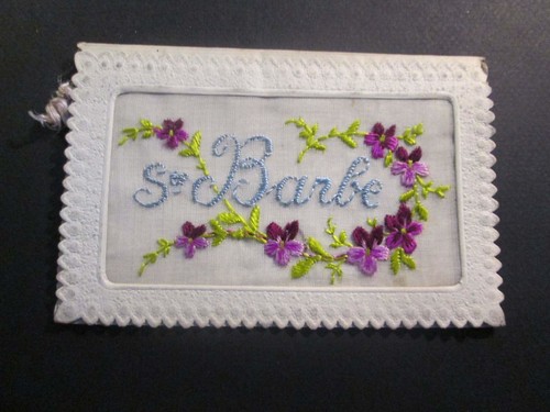 Carte postale fantaisie brodee