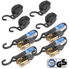 STAHLWERK Sangles de serrage avec cliquet + crochet 400 kg charge de traction 4p