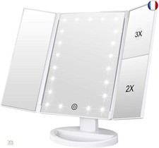 WEILY Miroir de Maquillage, 1x /2x/3x Miroir de Maquillage à Trois Volets avec 