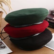 Hommes Faux Laine Militaire Béret Bordure Cuir Armée Bonnet Artiste Français