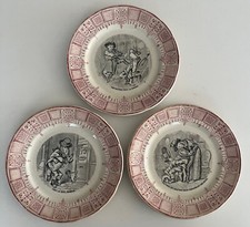 3 Assiettes Parlantes Sarreguemines Chez Le Dentiste  N°10,5 et 6