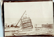 Panama, bateau à grue, chantier du Canal de Panama Vintage citrate print Tirag