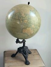 Globe Terrestre Mappemonde Lebègue Paris Pied en Fonte avec Mascarons XIXe 56 cm