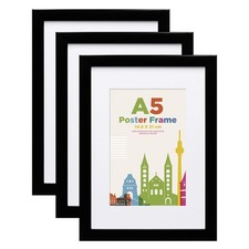 Lot de 3 cadres photo A5 en bois A5 avec passe-partout en verre acrylique pou...