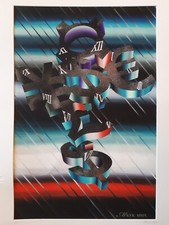 Lithographie ART OPTIQUE de Marie Kvasnik KVK estampe RAIN contemporaine MODERNE