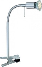 Lampe À Pince LED En Métal Nickel Mat Flexo Pour Chambre À Coucher Bureau