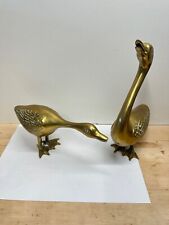 Couple de  canards ou oies en laiton, décoration vintage