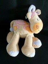 82. DOUDOU PELUCHE NATTOU VACHE beige nuages rose orange bleu ht 26cm ET NEUF*