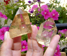 LOT 2 pointes Quartz Fumé Taillé Poli - pierre lithothérapie soin reiki minéraux