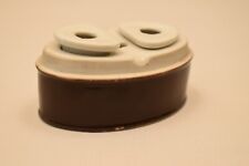 Vintage Porcelaine Double Encrier Lait Verre Bureau Accessoires Rare Vieux