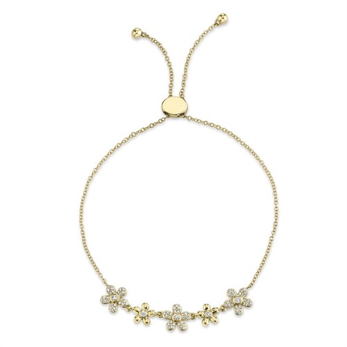 14k jaune diamant fleur - or,