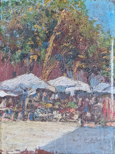 Tableau peinture terrasse - tableau,