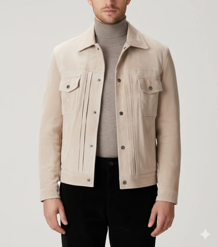 Veste daim beige véritable - daim,