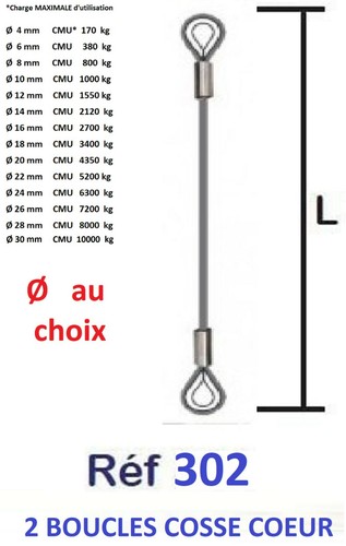 Elingue câble acier - câble, en