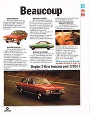 publicité advertising   1974   CHRYSLER  2 litres