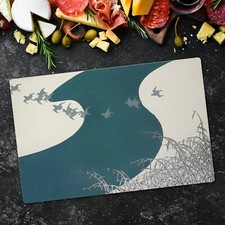 Planche à découpe verre Rivière Hiver Oiseaux de neige Kamisaka Sekka 80x52