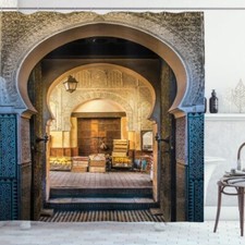 Marocain Rideau de Douche Ancien Fluide Motif