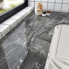 Papier Peint Adhesif Marbre Gris Revetement Plan De Travail Cuisine Rouleau A...