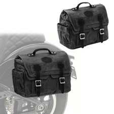 Set 2x Sacoche Cavalière Laterale moto Canvas avec sac interieur CV1 noir